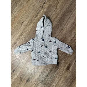 Baby Boy Quilted Dino Zip Up 3mo